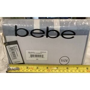 Bebe Crossbody Flap Bag Denim Blue Paisley Print Chain Strap NWT